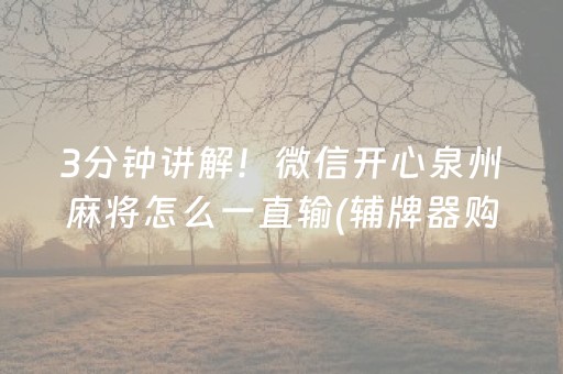 3分钟讲解！微信开心泉州麻将怎么一直输(辅牌器购买)
