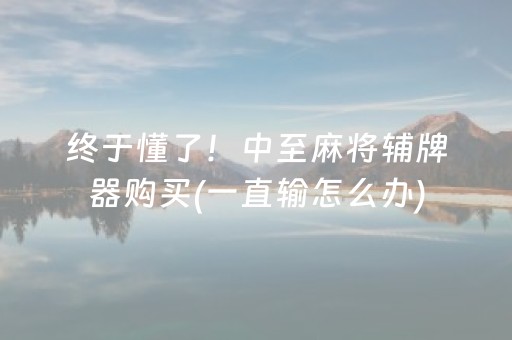 终于懂了！中至麻将辅牌器购买(一直输怎么办)