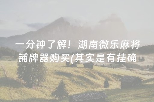 一分钟了解！湖南微乐麻将铺牌器购买(其实是有挂确实有挂)