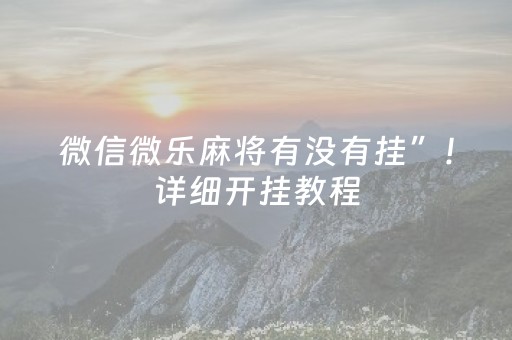 微信微乐麻将有没有挂”！详细开挂教程（确实真的有挂)-抖音