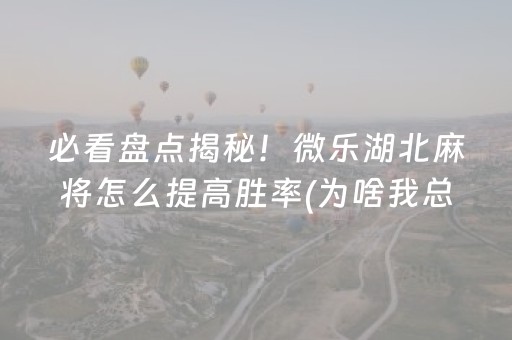 必看盘点揭秘！微乐湖北麻将怎么提高胜率(为啥我总是输)