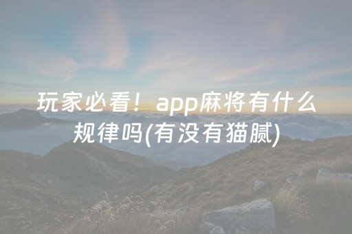 玩家必看！app麻将有什么规律吗(有没有猫腻)