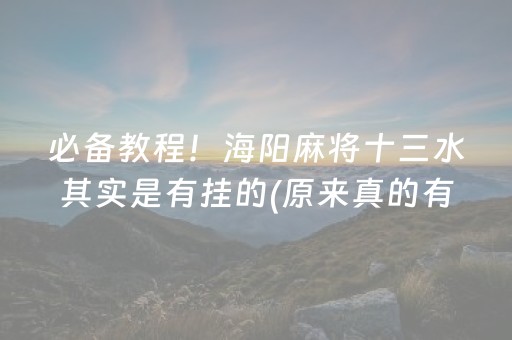 必备教程！海阳麻将十三水其实是有挂的(原来真的有挂)