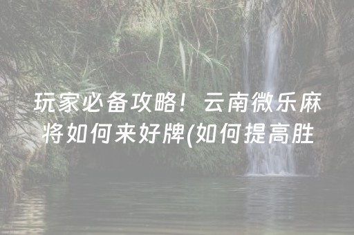 玩家必备攻略！云南微乐麻将如何来好牌(如何提高胜率)
