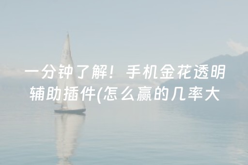 一分钟了解！手机金花透明辅助插件(怎么赢的几率大)