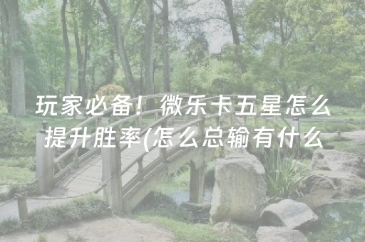玩家必备！微乐卡五星怎么提升胜率(怎么总输有什么猫腻)