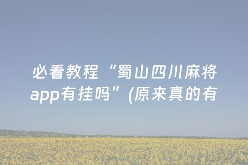 必看教程“蜀山四川麻将app有挂吗”(原来真的有挂)-抖音