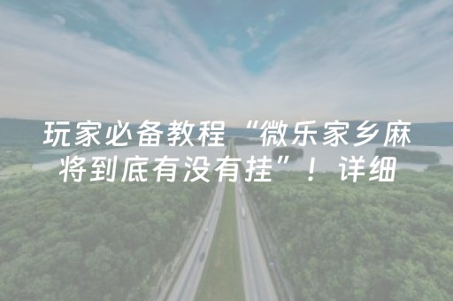 玩家必备教程“微乐家乡麻将到底有没有挂”！详细开挂教程（确实真的有挂)-抖音