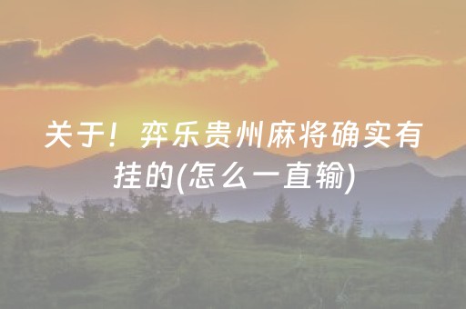 关于！弈乐贵州麻将确实有挂的(怎么一直输)