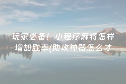 玩家必备！小程序麻将怎样增加胜率(助攻神器怎么才会赢)