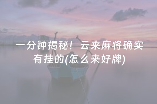一分钟揭秘！云来麻将确实有挂的(怎么来好牌)