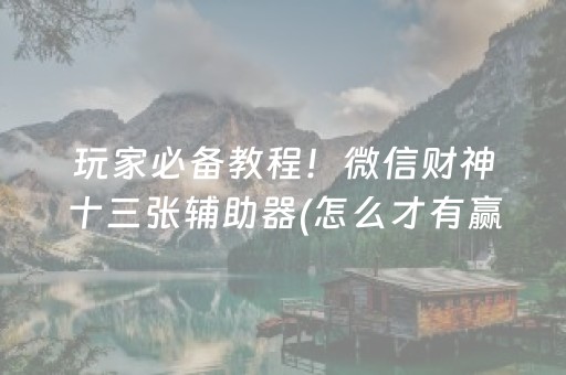 玩家必备教程！微信财神十三张辅助器(怎么才有赢的几率)