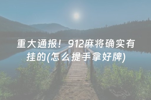 重大通报！912麻将确实有挂的(怎么提手拿好牌)