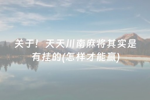 关于！天天川南麻将其实是有挂的(怎样才能赢)