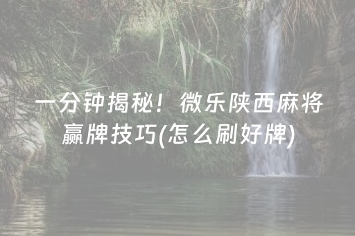 一分钟揭秘！微乐陕西麻将赢牌技巧(怎么刷好牌)