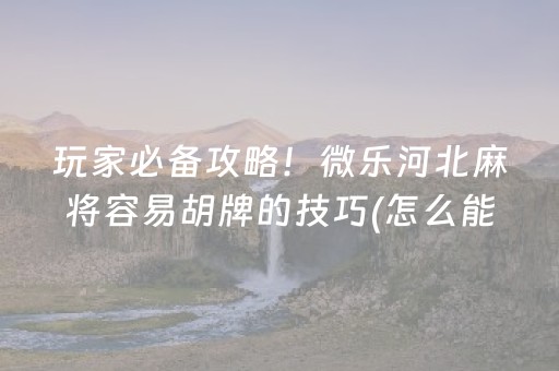 玩家必备攻略！微乐河北麻将容易胡牌的技巧(怎么能让胜率高)