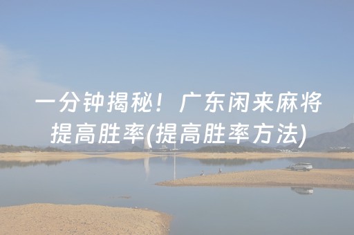 一分钟揭秘！广东闲来麻将提高胜率(提高胜率方法)