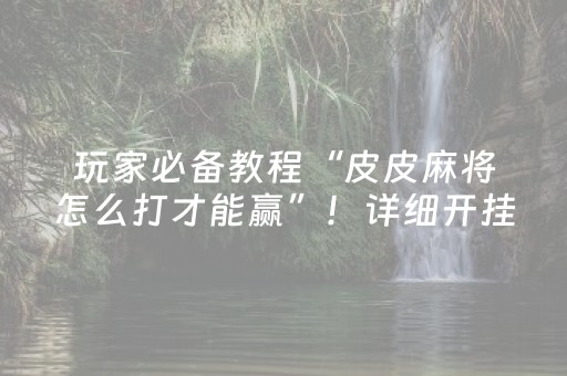 玩家必备教程“皮皮麻将怎么打才能赢”！详细开挂教程（确实真的有挂)-抖音