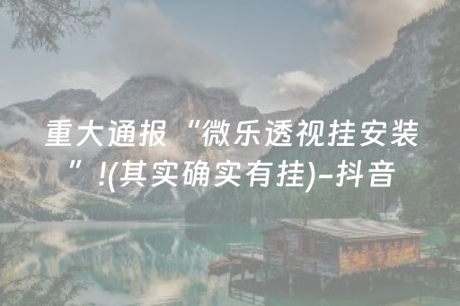 重大通报“微乐透视挂安装”!(其实确实有挂)-抖音