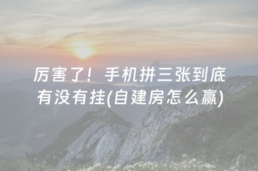 厉害了！手机拼三张到底有没有挂(自建房怎么赢)