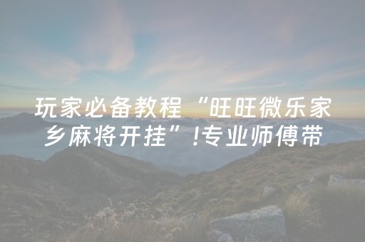 玩家必备教程“旺旺微乐家乡麻将开挂”!专业师傅带你一起了解（详细教程）-抖音