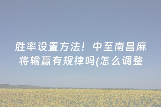 胜率设置方法！中至南昌麻将输赢有规律吗(怎么调整胜率)