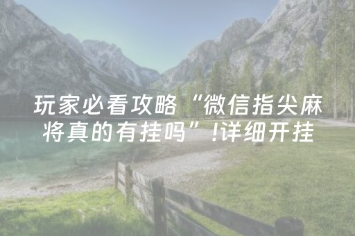 玩家必看攻略“微信指尖麻将真的有挂吗”!详细开挂教程-抖音