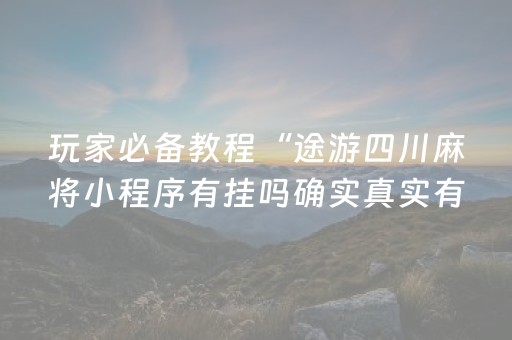 玩家必备教程“途游四川麻将小程序有挂吗确实真实有挂”!(确实是有挂)-抖音