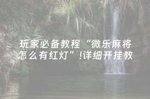 玩家必备教程“微乐麻将怎么有红灯”!详细开挂教程-抖音