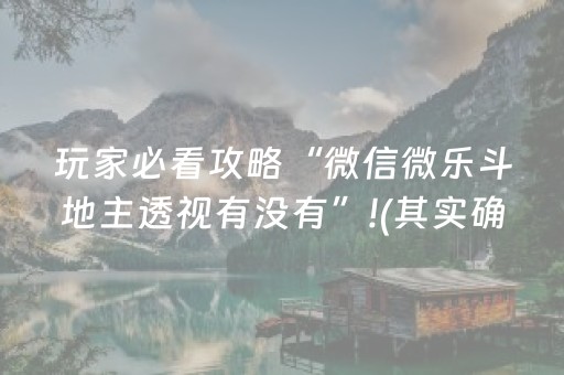 玩家必看攻略“微信微乐斗地主透视有没有”!(其实确实有挂)-抖音