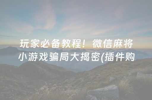玩家必备教程！微信麻将小游戏骗局大揭密(插件购买输赢规律)