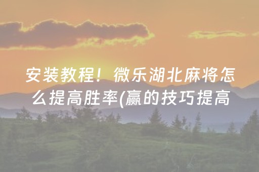 安装教程！微乐湖北麻将怎么提高胜率(赢的技巧提高胜率)