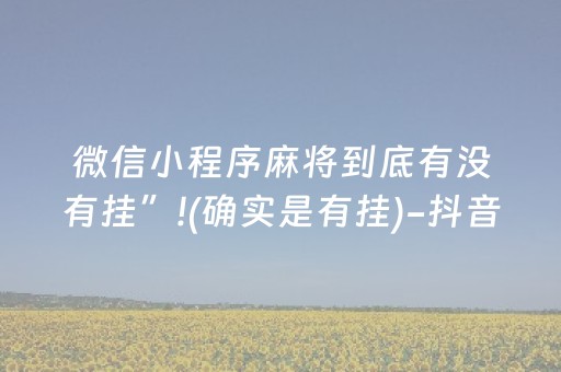 微信小程序麻将到底有没有挂”!(确实是有挂)-抖音