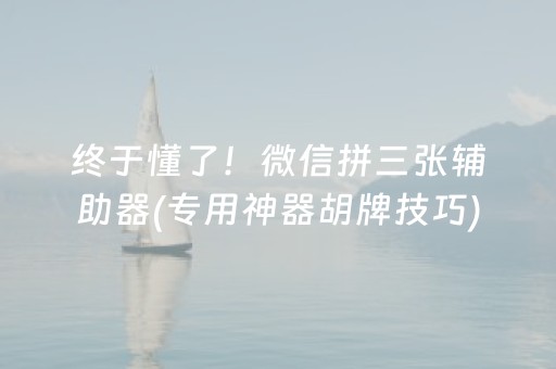 终于懂了！微信拼三张辅助器(专用神器胡牌技巧)
