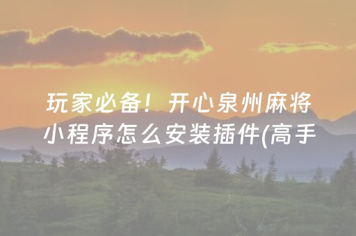 玩家必备！开心泉州麻将小程序怎么安装插件(高手讲解技术)