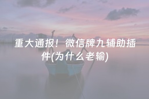 重大通报！微信牌九辅助插件(为什么老输)