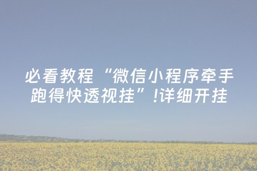 必看教程“微信小程序牵手跑得快透视挂”!详细开挂教程-抖音