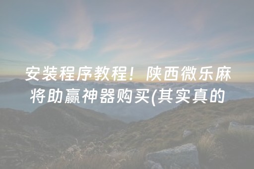 安装程序教程！陕西微乐麻将助赢神器购买(其实真的确实有挂)
