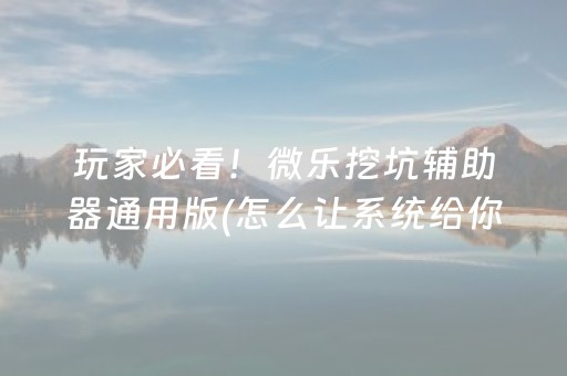 玩家必看！微乐挖坑辅助器通用版(怎么让系统给你发好牌)