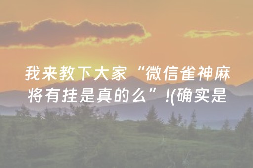我来教下大家“微信雀神麻将有挂是真的么”!(确实是有挂)-抖音