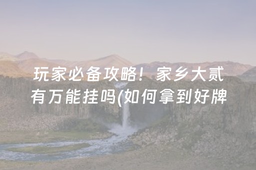 玩家必备攻略！家乡大贰有万能挂吗(如何拿到好牌)