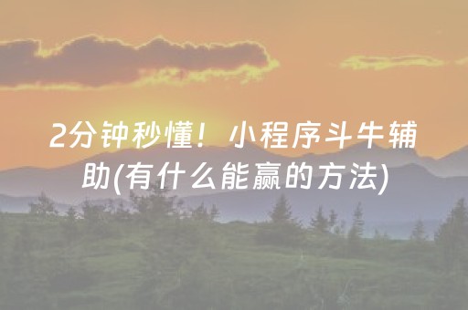 2分钟秒懂！小程序斗牛辅助(有什么能赢的方法)