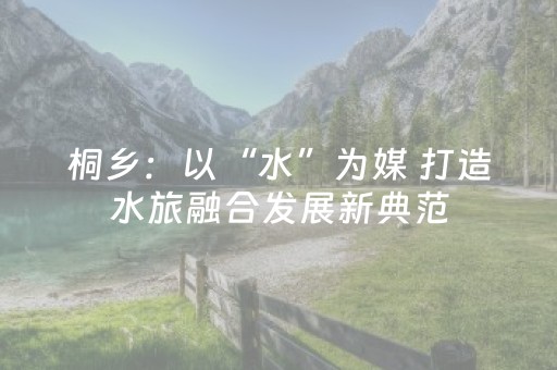 桐乡：以“水”为媒 打造水旅融合发展新典范