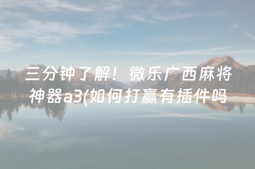三分钟了解！微乐广西麻将神器a3(如何打赢有插件吗)