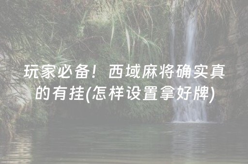 玩家必备！西域麻将确实真的有挂(怎样设置拿好牌)