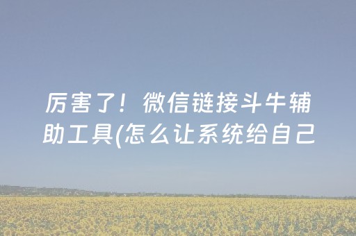 厉害了！微信链接斗牛辅助工具(怎么让系统给自己好牌)