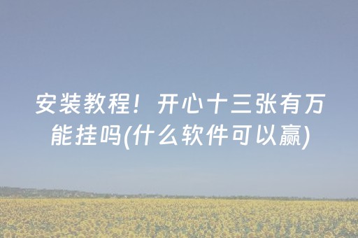 安装教程！开心十三张有万能挂吗(什么软件可以赢)