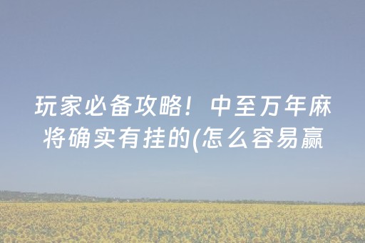 玩家必备攻略！中至万年麻将确实有挂的(怎么容易赢)