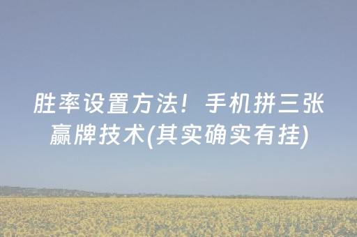 胜率设置方法！手机拼三张赢牌技术(其实确实有挂)