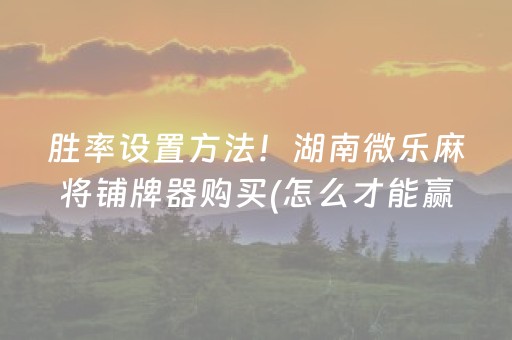 胜率设置方法！湖南微乐麻将铺牌器购买(怎么才能赢得多)